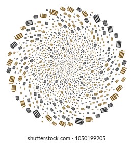 Dustbin curl sphere. Element whirlpool combined from random dustbin items. Vector illustration style is flat iconic symbols.