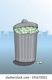A dustbin full of money 