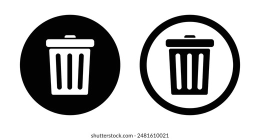 Dustbin or garbage box icon set in simple and stroke style in black and white color. Bin icon, trash can, garbage can, rubbish, bin icon for apps and websites.