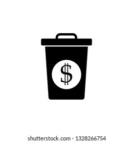 Dustbin, garbage can, icon. Coin with dollar sign simple icon on white background. Vector illustration. - Vector