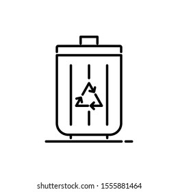Dustbin, garbage can icon. Outline thin line flat illustration. Isolated on white background. 