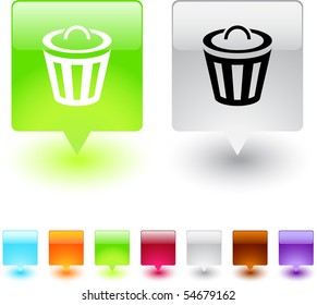 Dustbin glossy square web buttons.