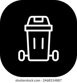 Dustbin green city icon with black filled line outline style. waste, dustbin, garbage, trash, bin, rubbish, recycle. Vector Illustration