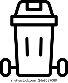 Dustbin green city icon with black outline style. waste, dustbin, garbage, trash, bin, rubbish, recycle. Vector Illustration