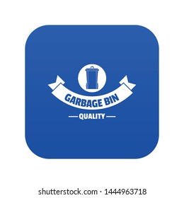 Dustbin icon blue vector isolated on white background