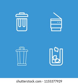 Dustbin icon. collection of 4 dustbin filled and outline icons such as trash bin. editable dustbin icons for web and mobile.