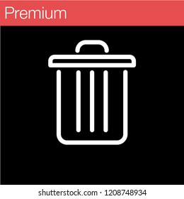 Dustbin icon. Container recycling of garbage sign isolated. Flat icon bin on gray background. Flat image Trash can. Layers grouped for easy editing illustration. EPS 10, Premium