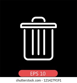 Dustbin icon. Container recycling of garbage sign isolated. Flat icon bin on gray background. Flat image Trash can. Layers grouped for easy editing illustration. EPS 10, Premium
