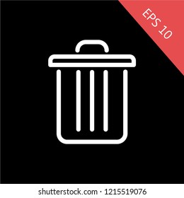 Dustbin icon. Container recycling of garbage sign isolated. Flat icon bin on gray background. Flat image Trash can. Layers grouped for easy editing illustration. EPS 10, Premium