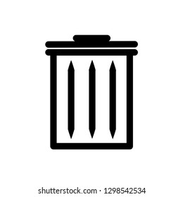 Dustbin icon. Container recycling of garbage sign isolated. Flat icon bin on gray background. Flat image Trash can. Layers grouped for easy editing illustration. EPS 10, Premium