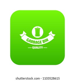 Dustbin icon green vector isolated on white background