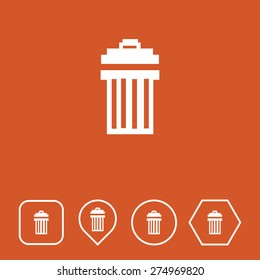 Dustbin Icon on Flat UI Colors with Different Shapes. Eps-10.