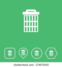 Dustbin Icon on Flat UI Colors with Different Shapes. Eps-10.