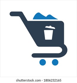 Dustbin icon. Recycle bin icon. Trash Trolley icon
