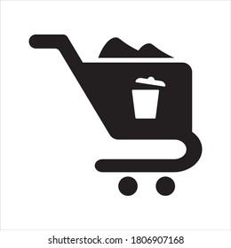 Icono de Dustbin. Icono de papelera de reciclaje. Icono de Trash Trolley