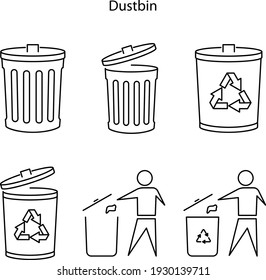 dustbin icon set isolated on white background. dustbin icon set trendy and modern dustbin symbol for logo, web, app, UI. dustbin icon simple sign. icon set flat vector illustration for graphic