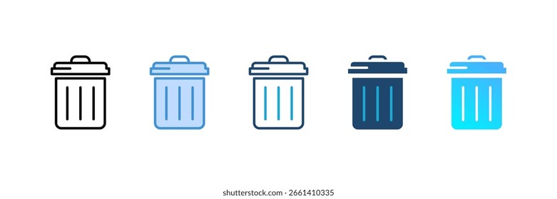 Conjunto de iconos de papelera colección de estilos múltiples