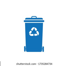 Icono de Dustbin en aislado vectorial de estilo plano (versión azul)