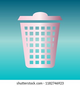 Dustbin icon. Vector. Pink bronze gradient icon at turquoise gradient background.