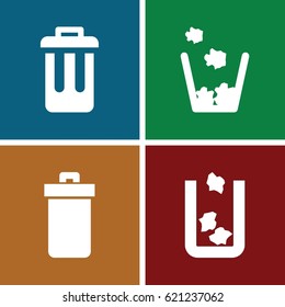 Dustbin icons set. set of 4 dustbin filled icons such as trash bin