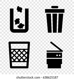 Dustbin icons set. set of 4 dustbin filled icons such as