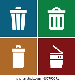 Dustbin icons set. set of 4 dustbin filled icons such as trash bin