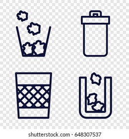 Dustbin icons set. set of 4 dustbin outline icons such as