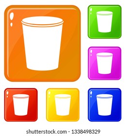 Dustbin icons set collection vector 6 color isolated on white background