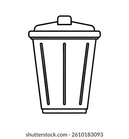 Dustbin Line Art Vector Outline Illustration

