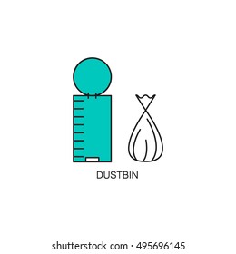 Dustbin line icon. High quality outline pictograms for infographics, website or mobile app. Vector illustration of element for design company's visit card. logo, etc.