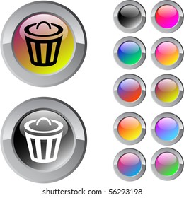 Dustbin multicolor glossy round web buttons.