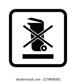 Dustbin not allowed mark - Do Not Recycle sign, waste material, no recycling