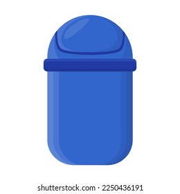 Dustbin for office or home vector illustration. Cartoon blue closed trash bins or wastebaskets, baskets for trash bags. Interior, garbage concept