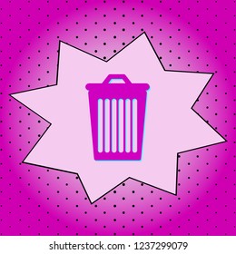 Dustbin .Purple icon pop-art background .Vector.