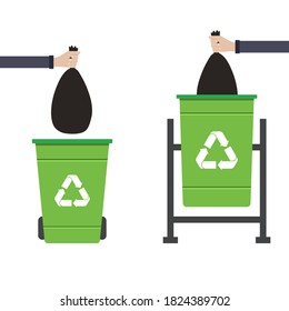 Dustbin recycle hand holding garbage bag