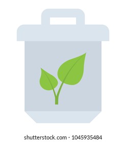 A dustbin with sapling depicting green trash can 