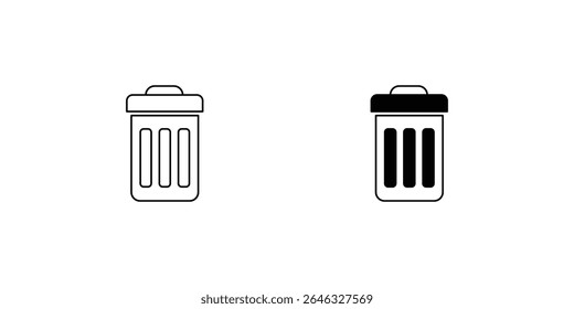 Dustbin set icon with white background vector stock illustration