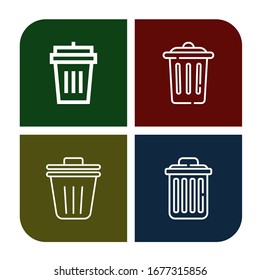 dustbin simple icons set. Contains such icons as Garbage bin, Trash, Trash bin, Delete, can be used for web, mobile and logo