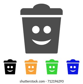 Dustbin Smile icon. Vector illustration style is a flat iconic dustbin smile symbol with black, gray, green, blue, yellow color versions. Designed for web and software interfaces.