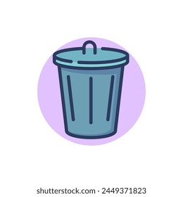 Icono de línea fina de cubo de basura. Contenedor, papelera, letrero con el contorno de la papelera. Hogar, servicio de limpieza, concepto de trabajo doméstico. Ilustración vectorial para Diseños web y App