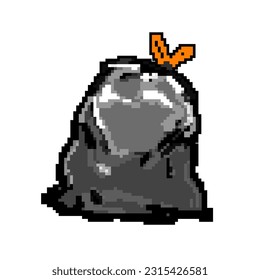 dustbin trash bag game pixel art retro vector. bit dustbin trash bag. old vintage illustration