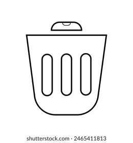 Dustbin or trash bin icon. Garbage container bucket sign. Recyclable trash can or rubbish bin. Delete sign