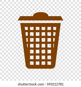 Dustbin vector icon. Vector. Brown icon on transparent background.