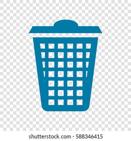 Dustbin vector icon. Vector. Cerulean icon on transparent background.