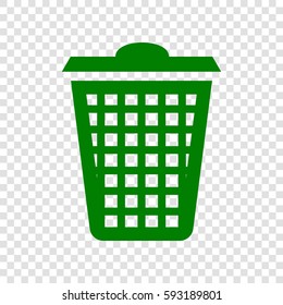 Dustbin vector icon. Vector. Dark green icon on transparent background.