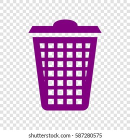 Dustbin vector icon. Vector. Purple icon on transparent background.