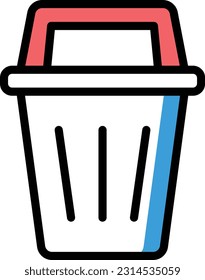 dustbin Vector illustration on a transparent background. Premium quality symmbols. Line Color vector icons for concept and graphic design.