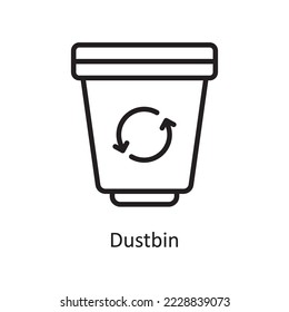 Dustbin Vector Outline Icon Design illustration. Housekeeping Symbol on White background EPS 10 File