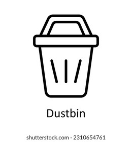 Dustbin Vector  outline Icon Design illustration. User interface Symbol on White background EPS 10 File