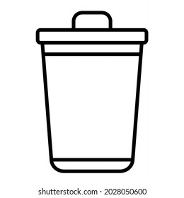 Icono De Esquema Del Vector Dustbin Aislado En Fondo Blanco
